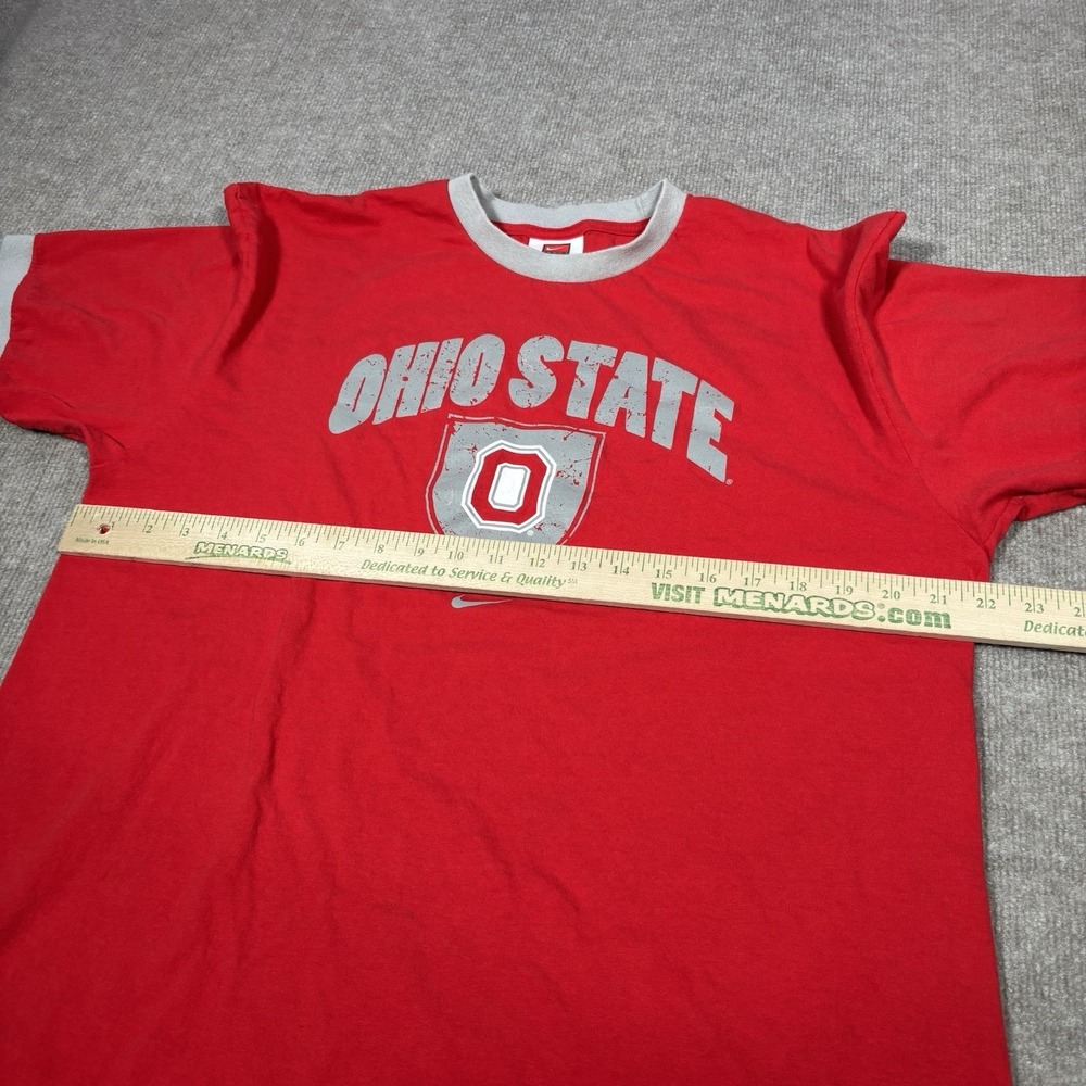 Vintage Nike Ohio State Buckeyes T Shirt Mens L Red Ringer Center Swoosh Y2K - Picture 7 of 9